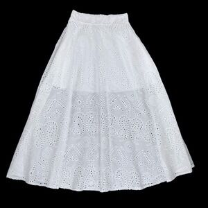 Unbranded White Maxi Skirt Women Small Boho‎ Eyelet Long Lined NEW